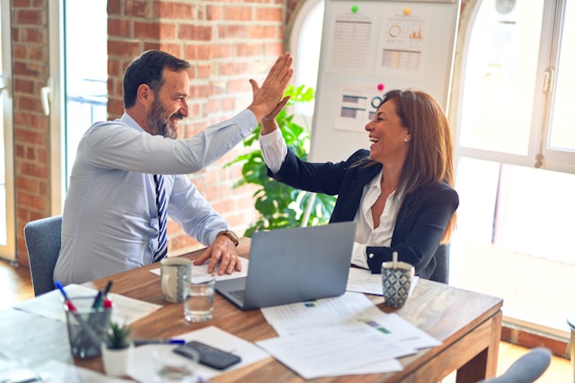 marketing team sharing success